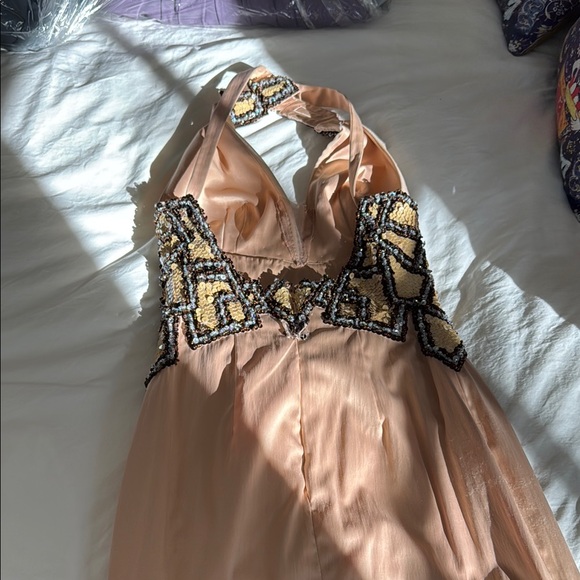 Mandalay Champagne  blush Halter Maxi Dress - Picture 3 of 13